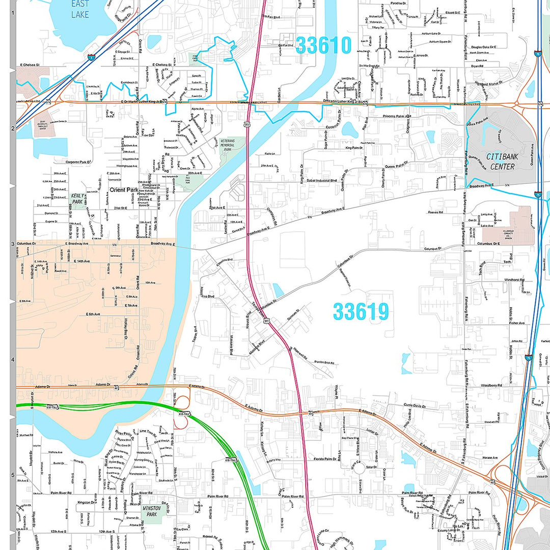Premium Style Wall Map of Brandon, FL
