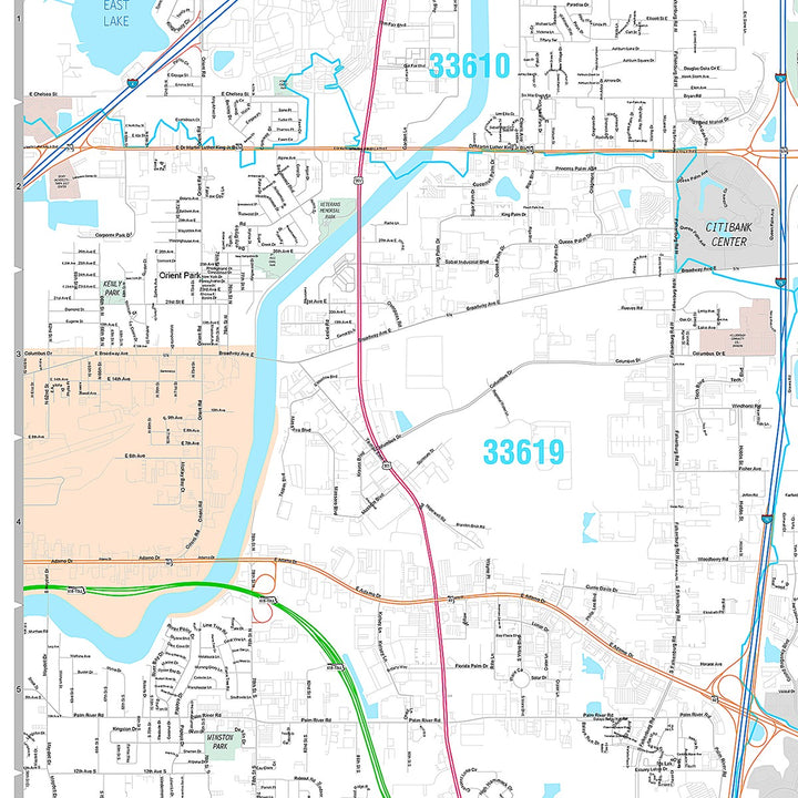 Premium Style Wall Map of Brandon, FL