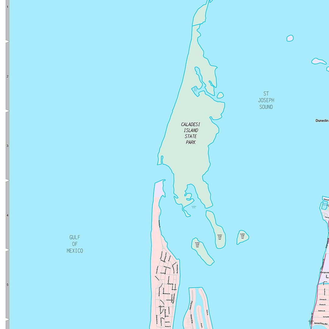 Premium Style Wall Map of Clearwater, FL
