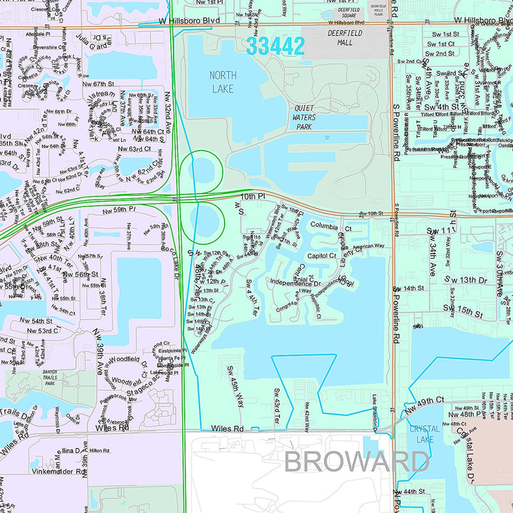 Premium Style Wall Map of Coconut Creek, FL