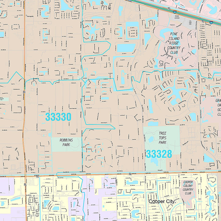 Premium Style Wall Map of Davie, FL