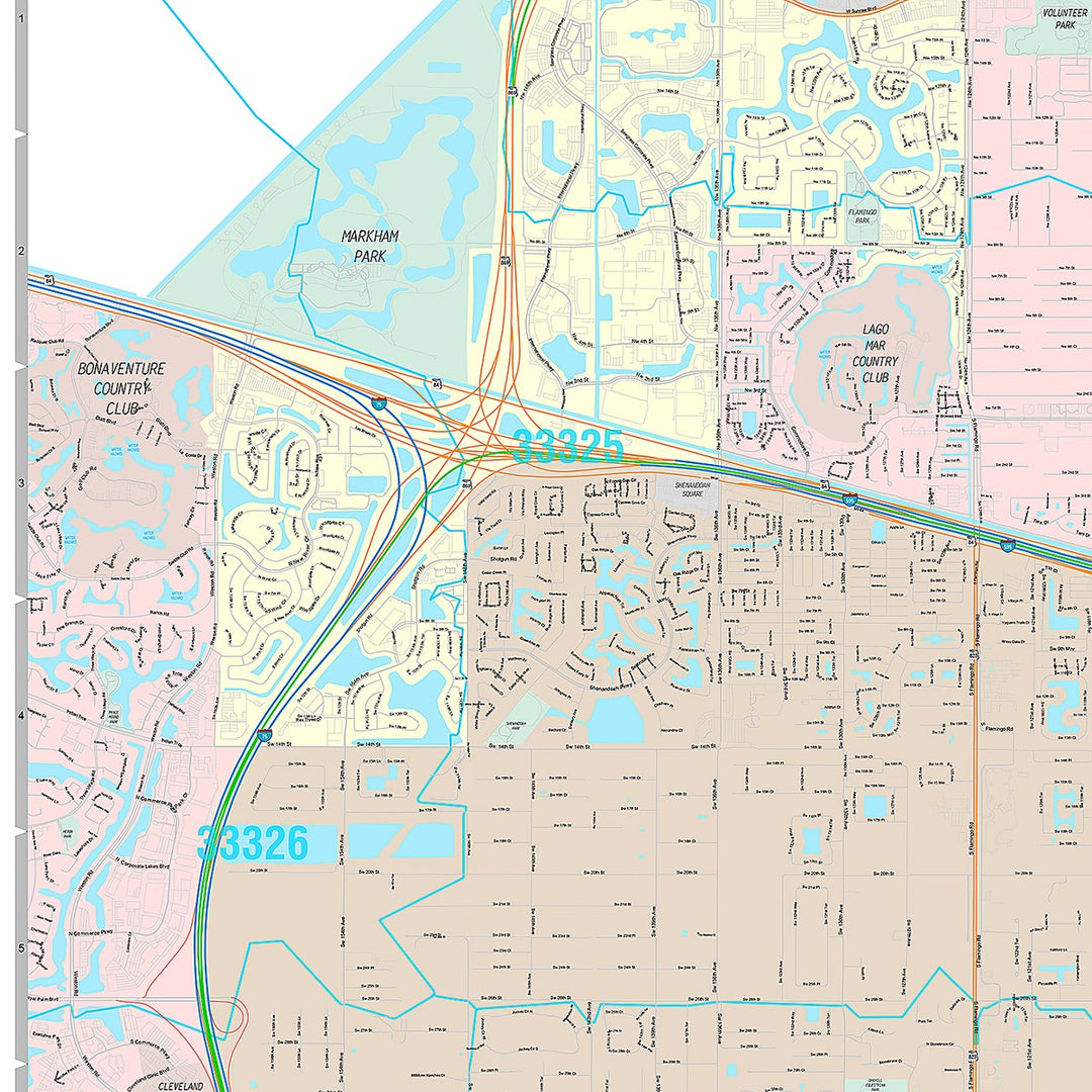 Premium Style Wall Map of Davie, FL