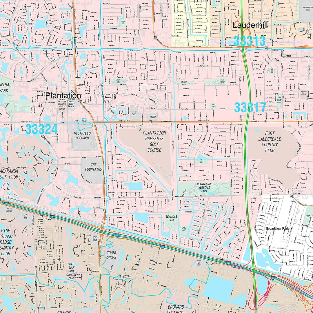 Premium Style Wall Map of Davie, FL
