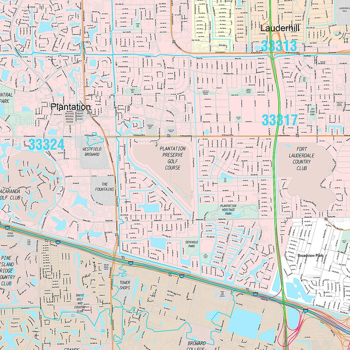 Premium Style Wall Map of Davie, FL