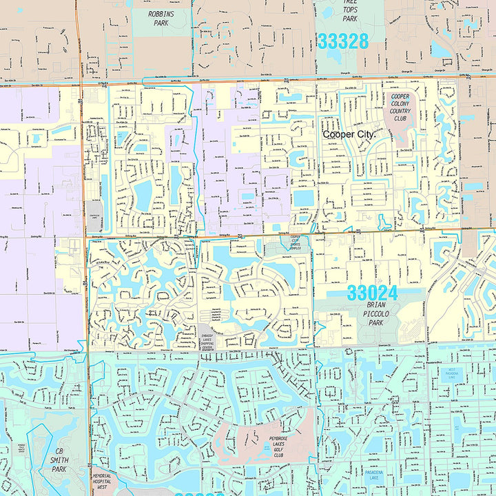 Premium Style Wall Map of Davie, FL