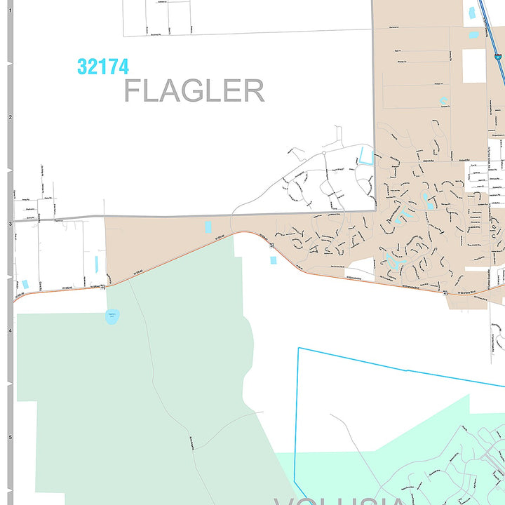 Premium Style Wall Map of Daytona Beach, FL