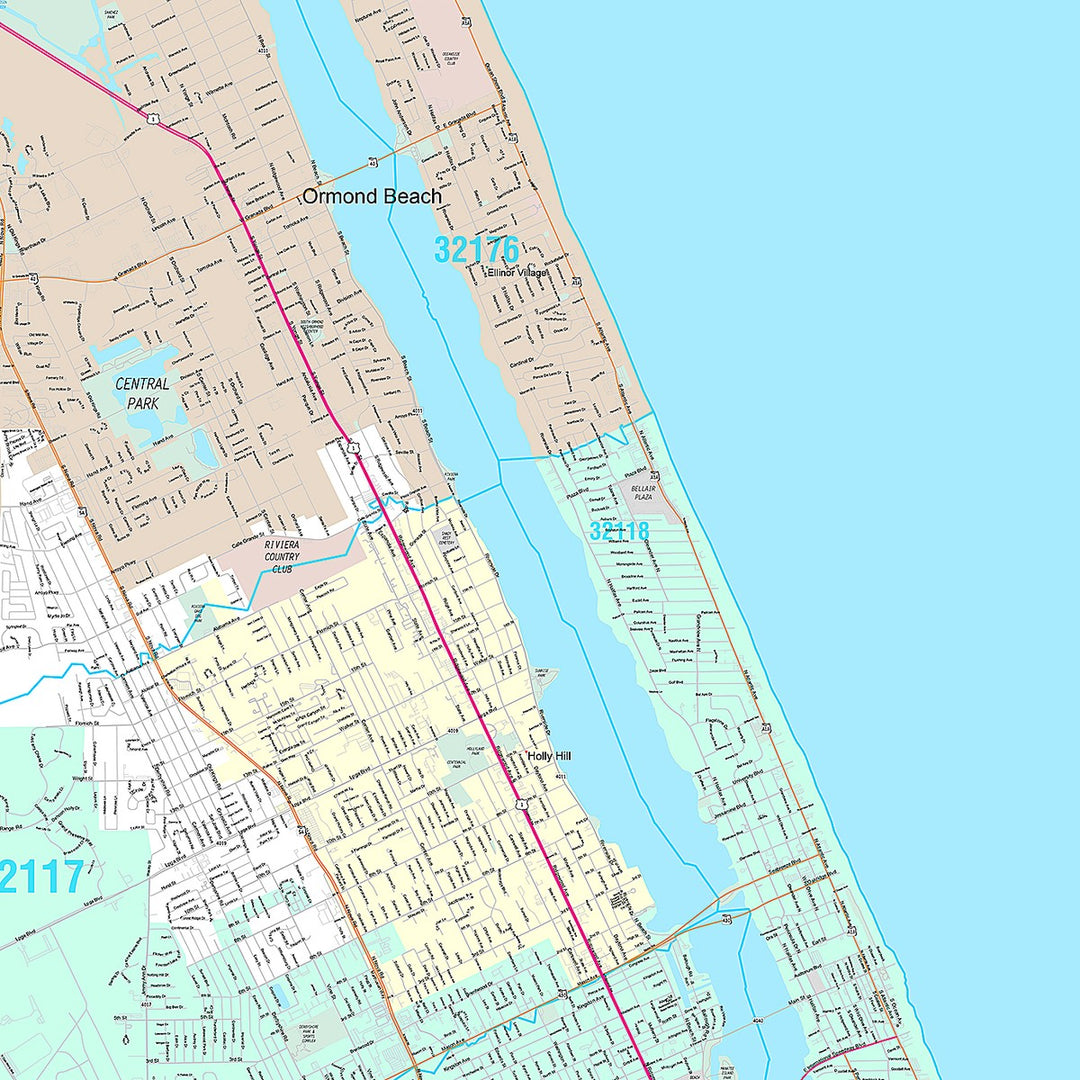 Premium Style Wall Map of Daytona Beach, FL