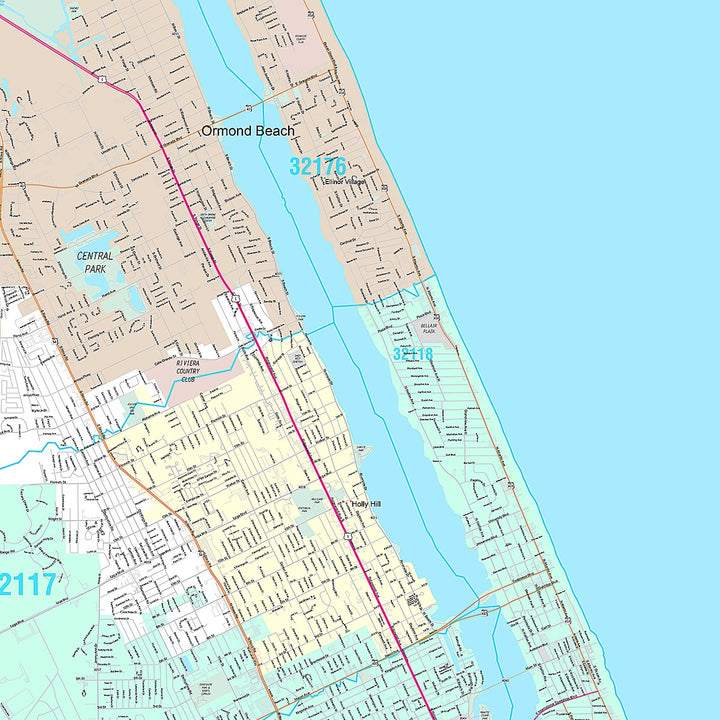 Premium Style Wall Map of Daytona Beach, FL