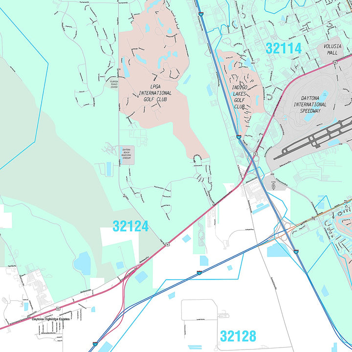 Premium Style Wall Map of Daytona Beach, FL
