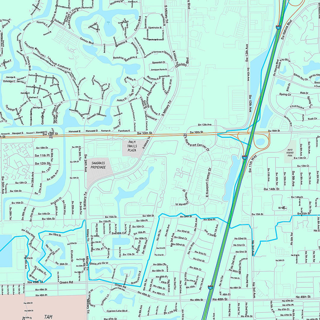 Premium Style Wall Map of Deerfield Beach, FL