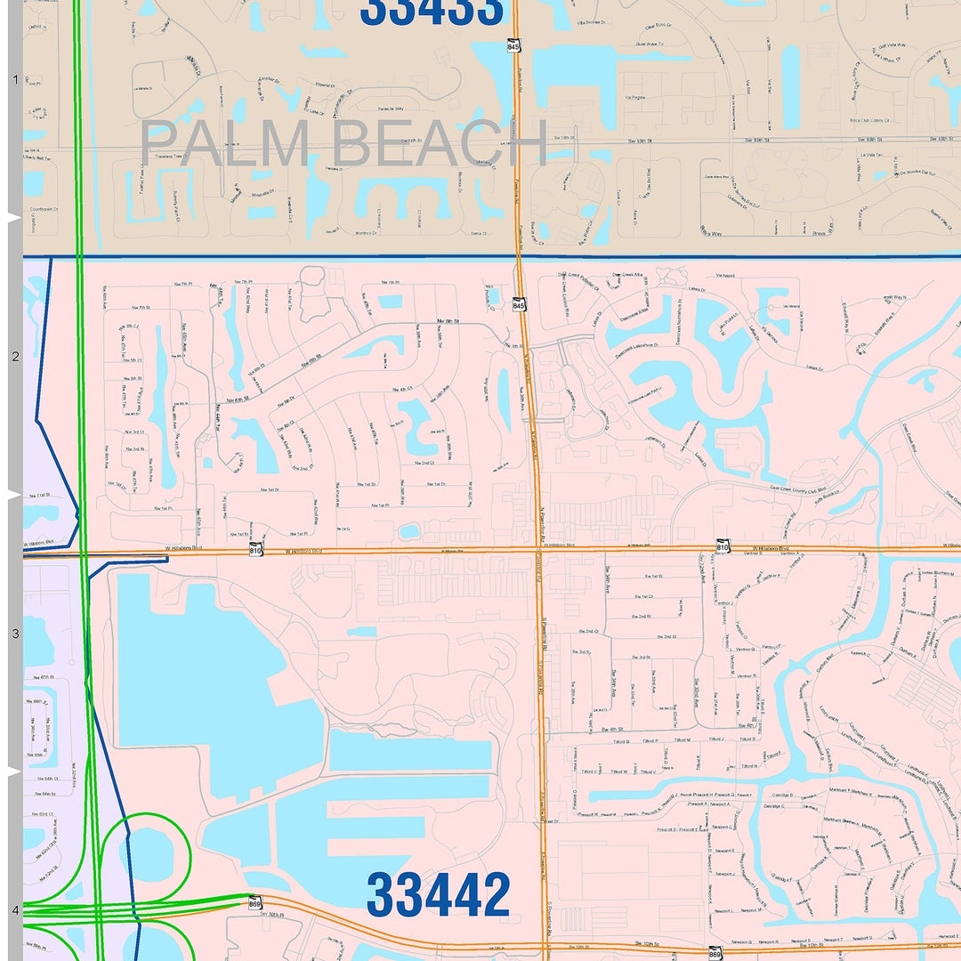 33441 Zip Code Color Cast Zip Code Style Wall Map of Deerfield Beach, FL – American ...