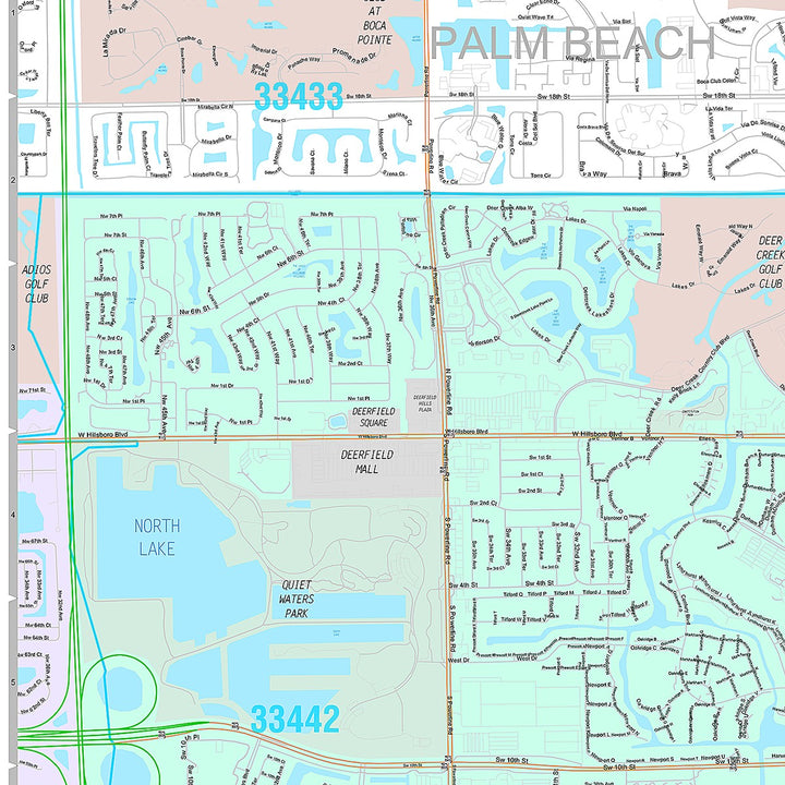 Premium Style Wall Map of Deerfield Beach, FL