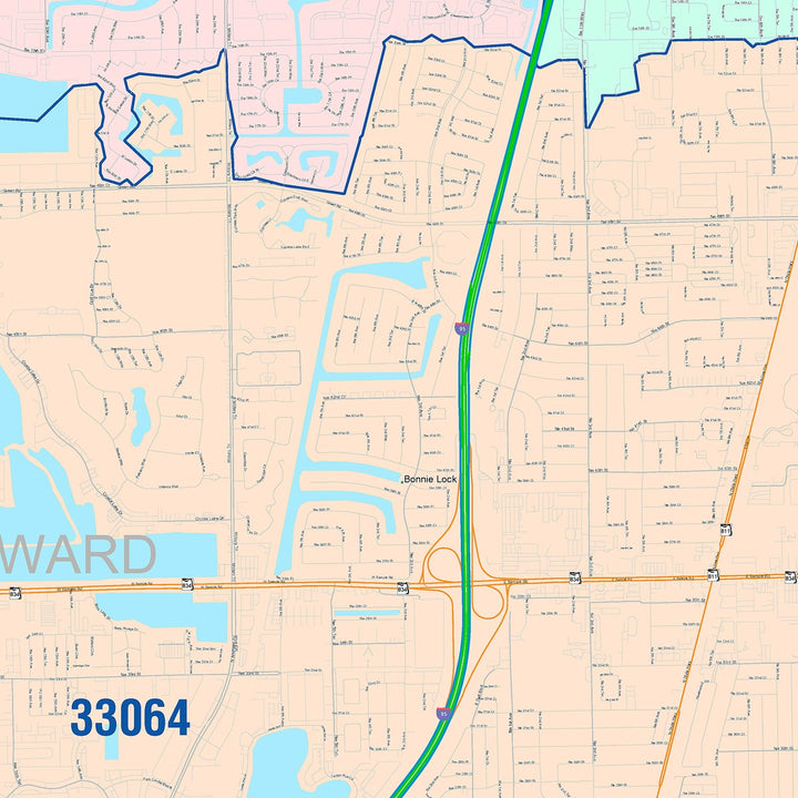 33441 Zip Code Color Cast Zip Code Style Wall Map of Deerfield Beach, FL – American ...