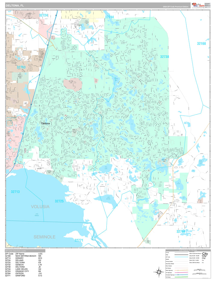 Premium Style Wall Map of Deltona, FL
