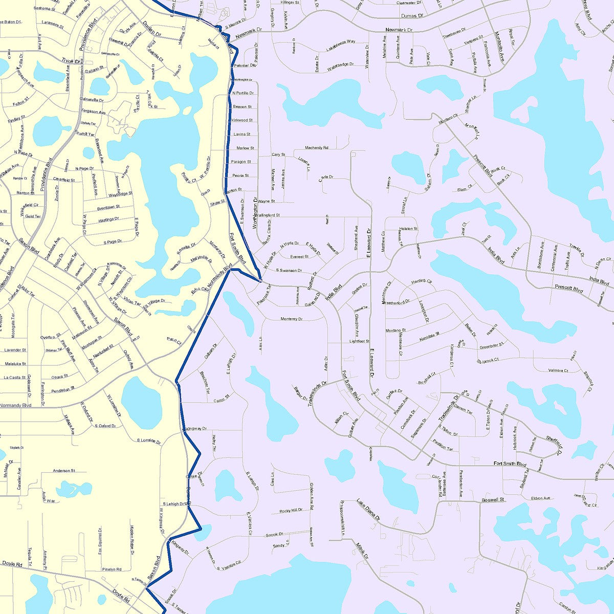 Color Cast Zip Code Style Wall Map of Deltona, FL – American Map Store