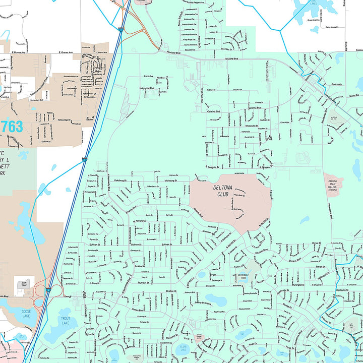Premium Style Wall Map of Deltona, FL