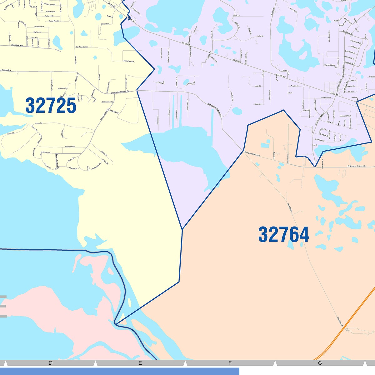 Color Cast Zip Code Style Wall Map of Deltona, FL – American Map Store