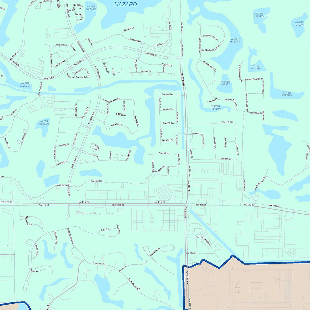 Color Cast Zip Code Style Wall Map of Doral, FL – American Map Store