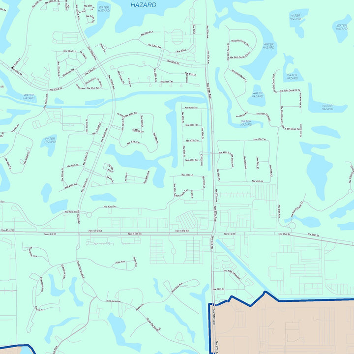 Color Cast Zip Code Style Wall Map of Doral, FL