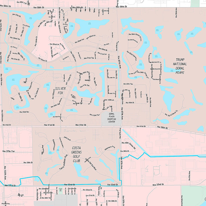 Premium Style Wall Map of Doral, FL
