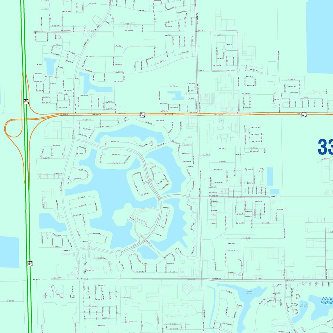 Color Cast Zip Code Style Wall Map of Doral, FL – American Map Store