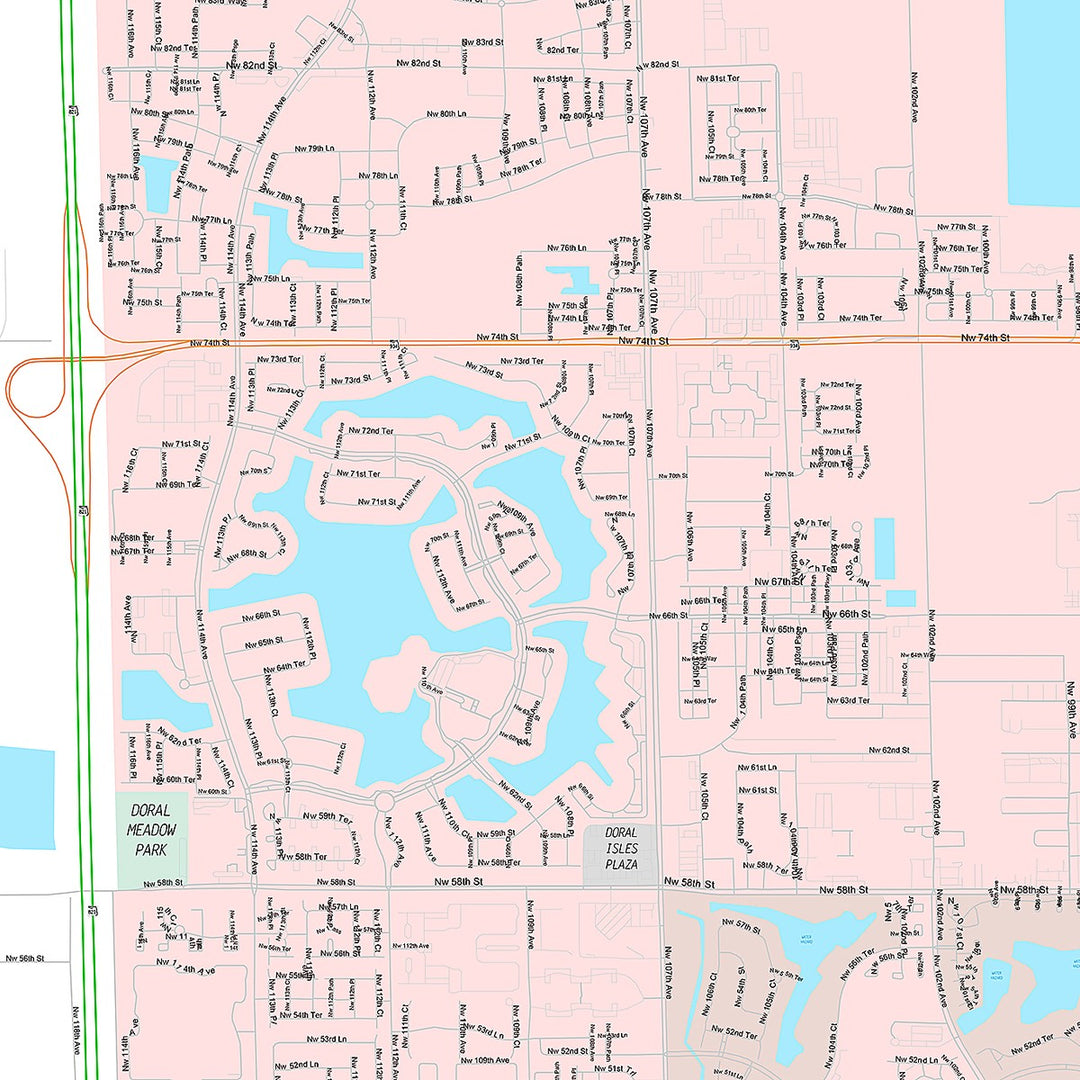 Premium Style Wall Map of Doral, FL