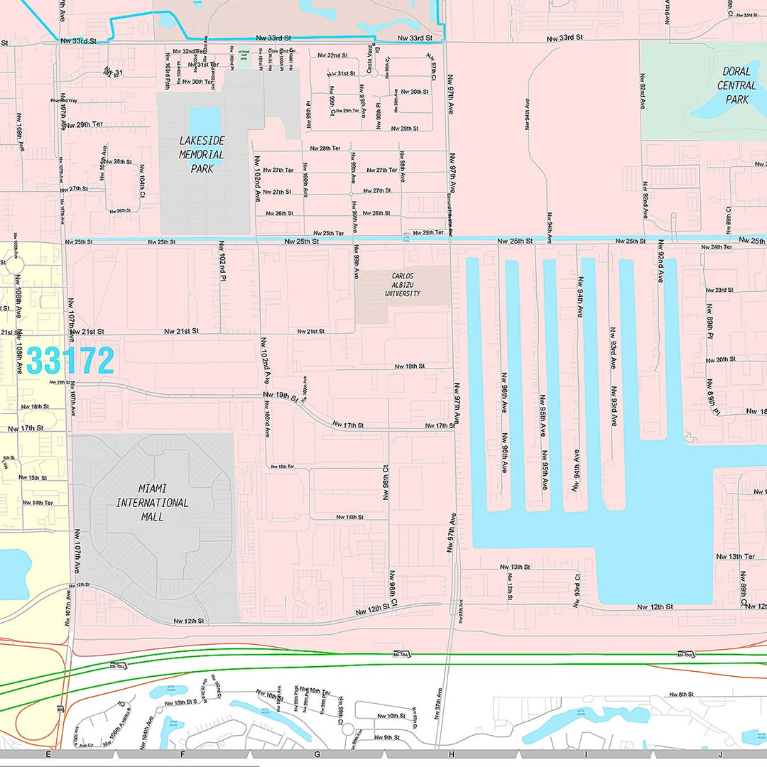 Premium Style Wall Map of Doral, FL