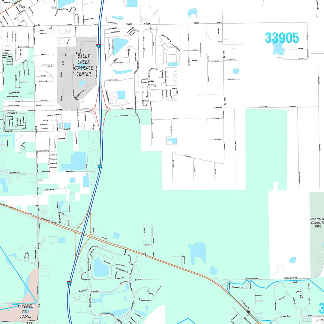 Premium Style Wall Map of Fort Myers, FL