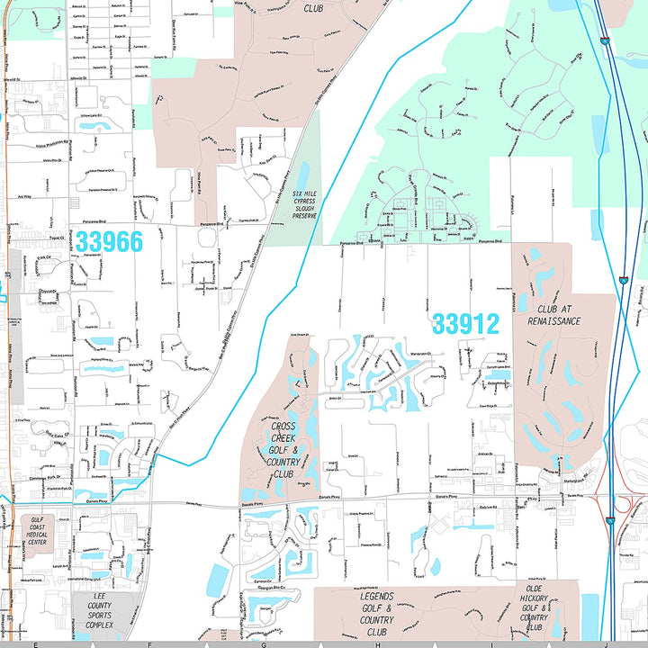 Premium Style Wall Map of Fort Myers, FL