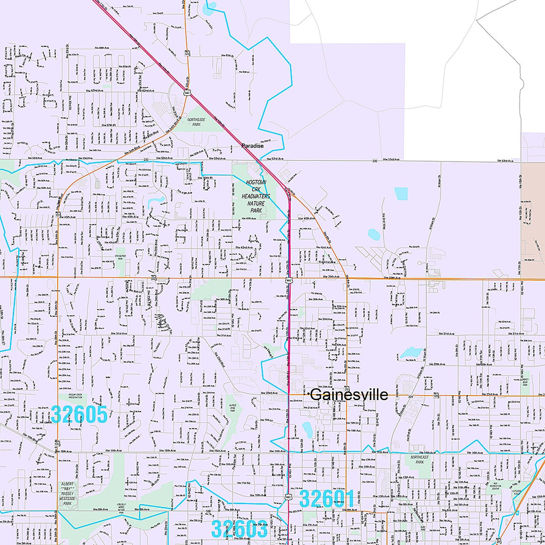 Premium Style Wall Map of Gainesville, FL