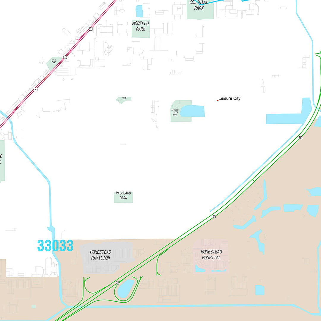 Premium Style Wall Map of Homestead, FL