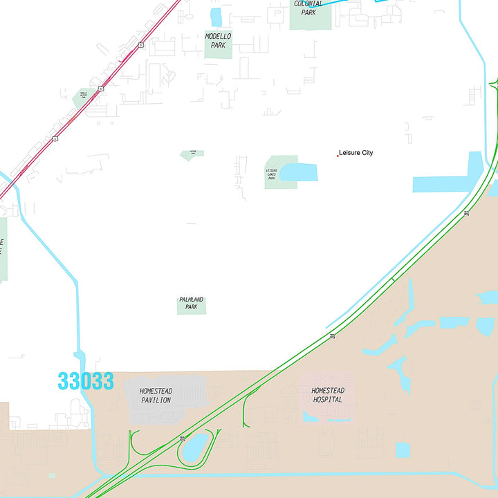 Premium Style Wall Map of Homestead, FL