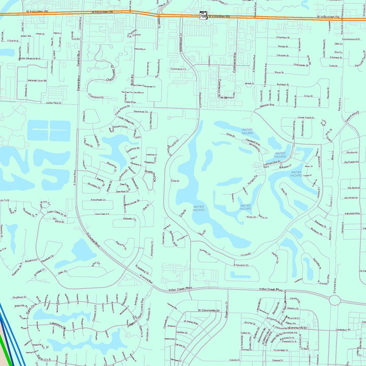 Color Cast Zip Code Style Wall Map of Jupiter, FL