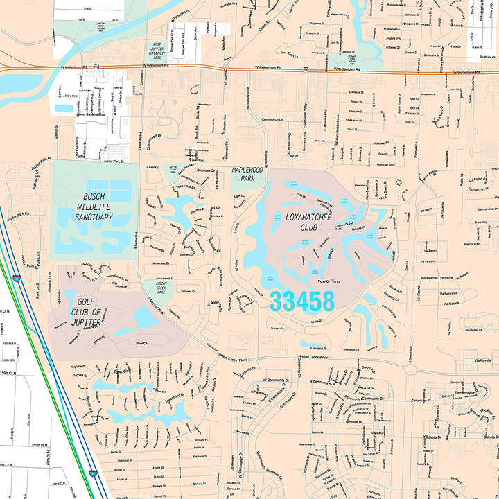 Premium Style Wall Map of Jupiter, FL