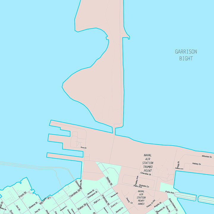 Premium Style Wall Map of Key West, FL