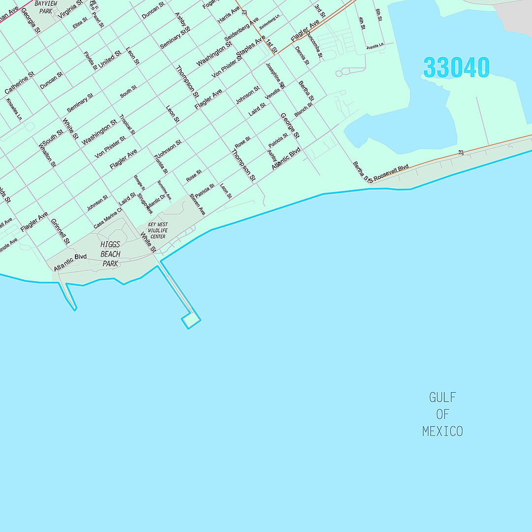 Premium Style Wall Map of Key West, FL