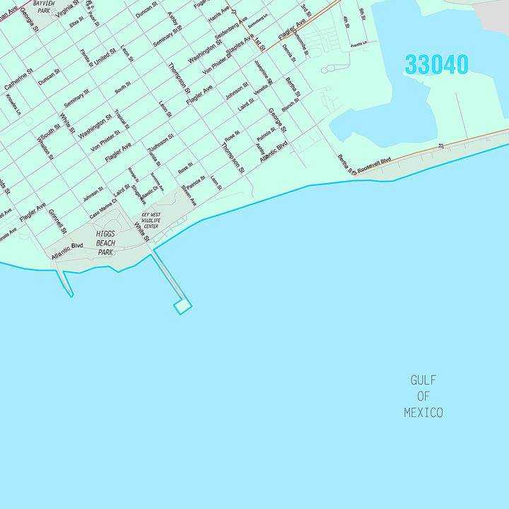 Premium Style Wall Map of Key West, FL