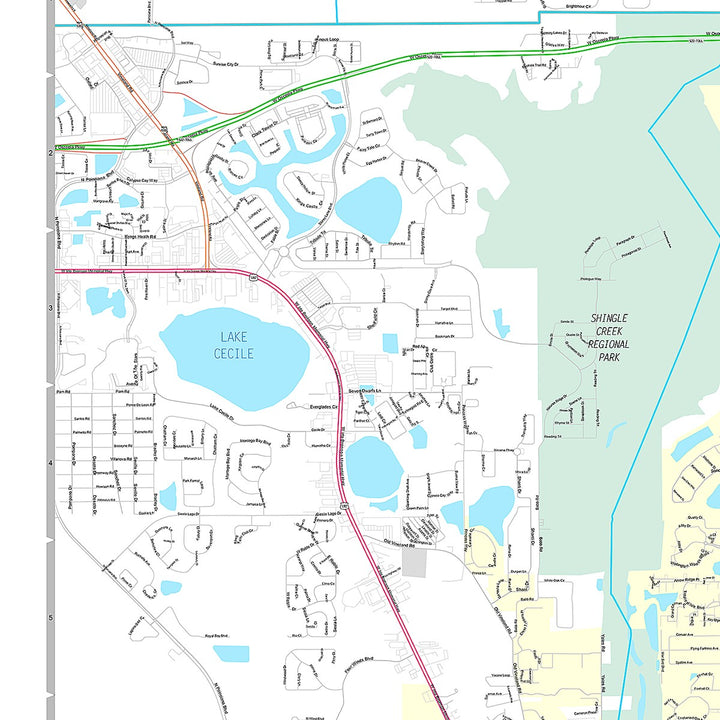 Premium Style Wall Map of Kissimmee, FL