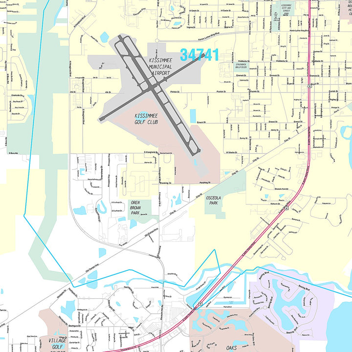 Premium Style Wall Map of Kissimmee, FL
