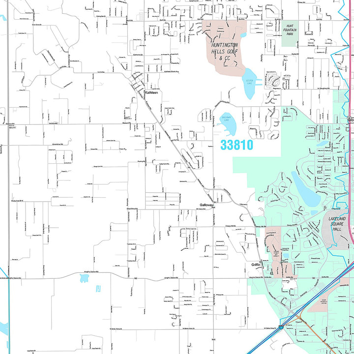 Premium Style Wall Map of Lakeland, FL