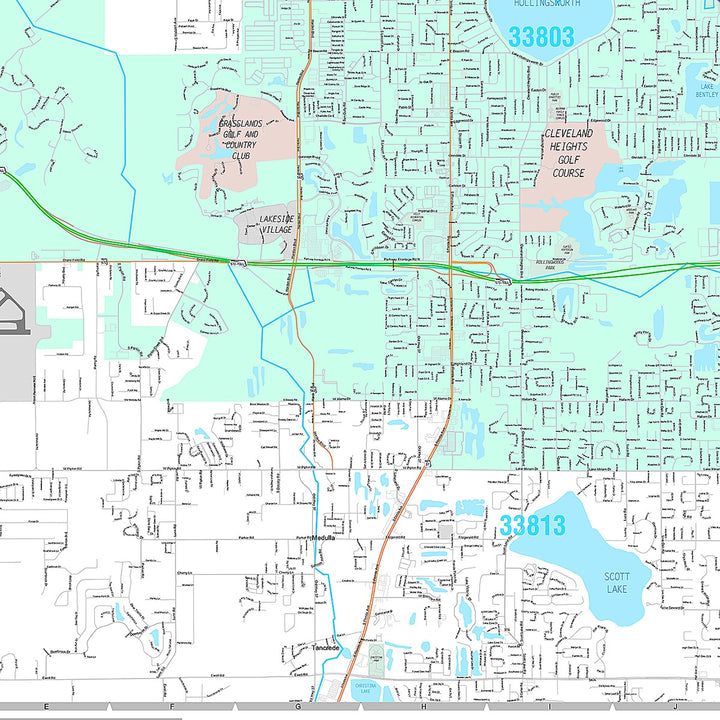 Premium Style Wall Map of Lakeland, FL