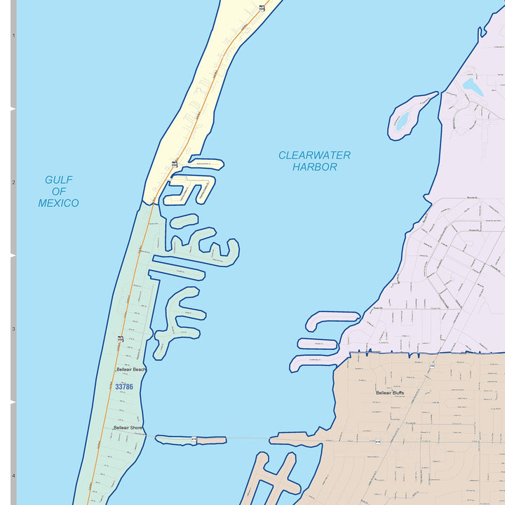 Color Cast Zip Code Style Wall Map of Largo, FL