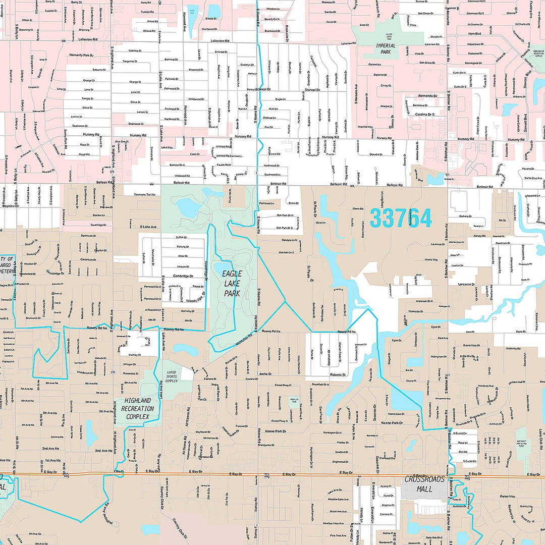 Premium Style Wall Map of Largo, FL