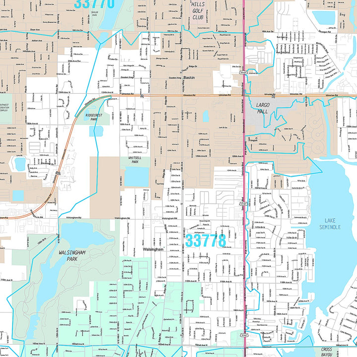 Premium Style Wall Map of Largo, FL