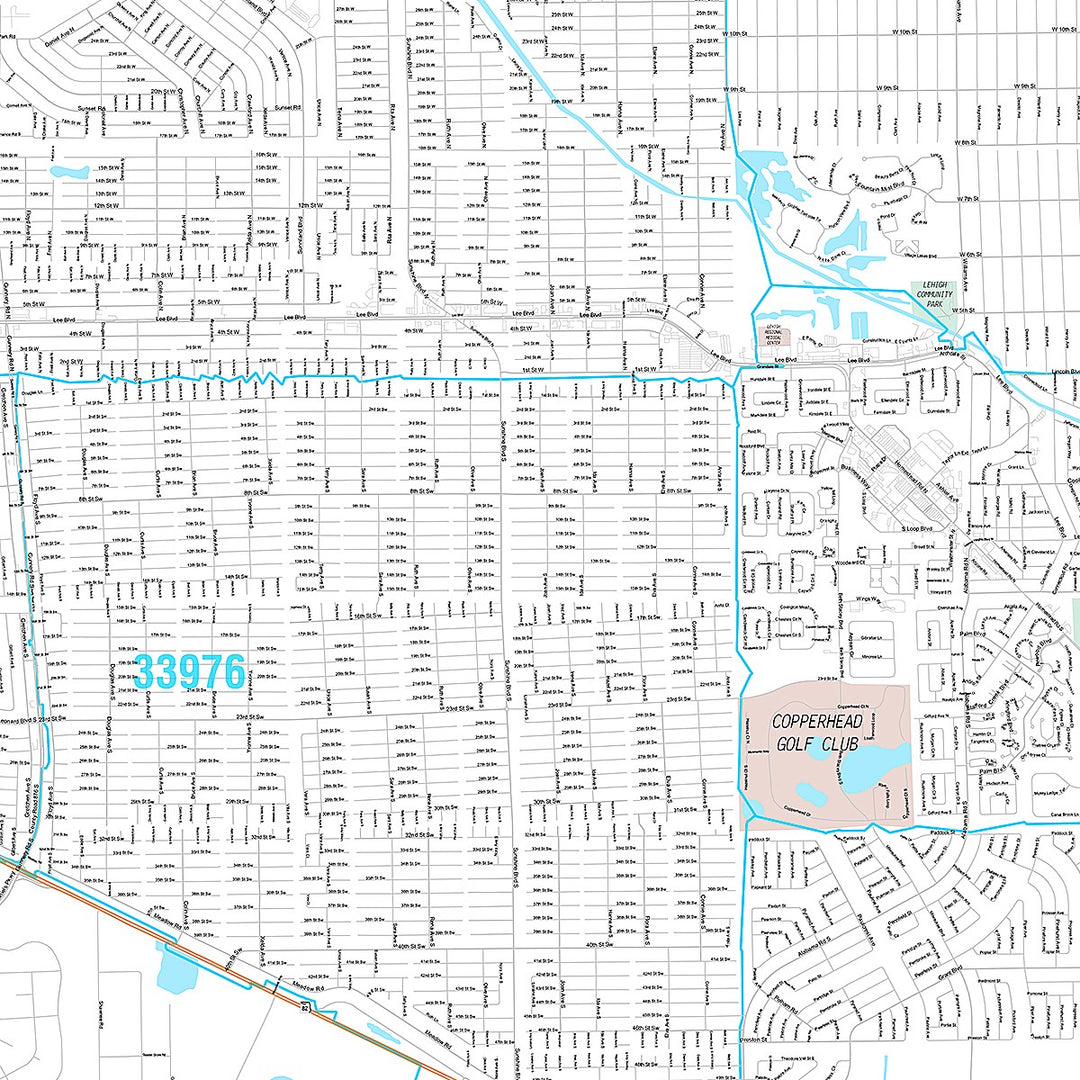 Premium Style Wall Map of Lehigh Acres, FL