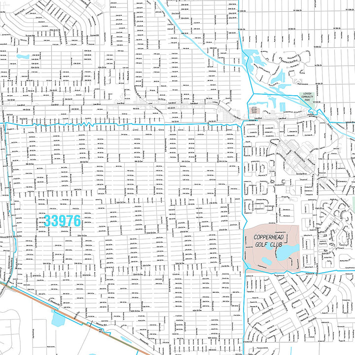 Premium Style Wall Map of Lehigh Acres, FL