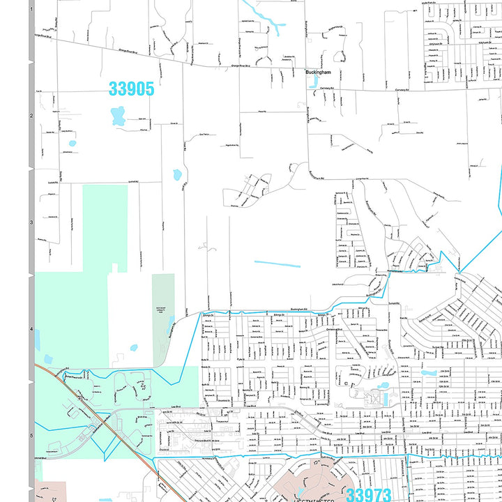 Premium Style Wall Map of Lehigh Acres, FL