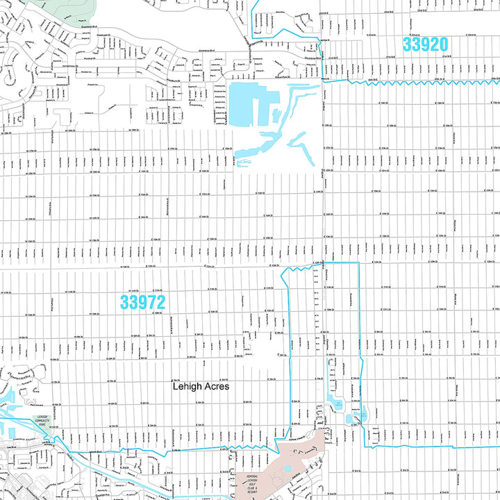 Premium Style Wall Map of Lehigh Acres, FL