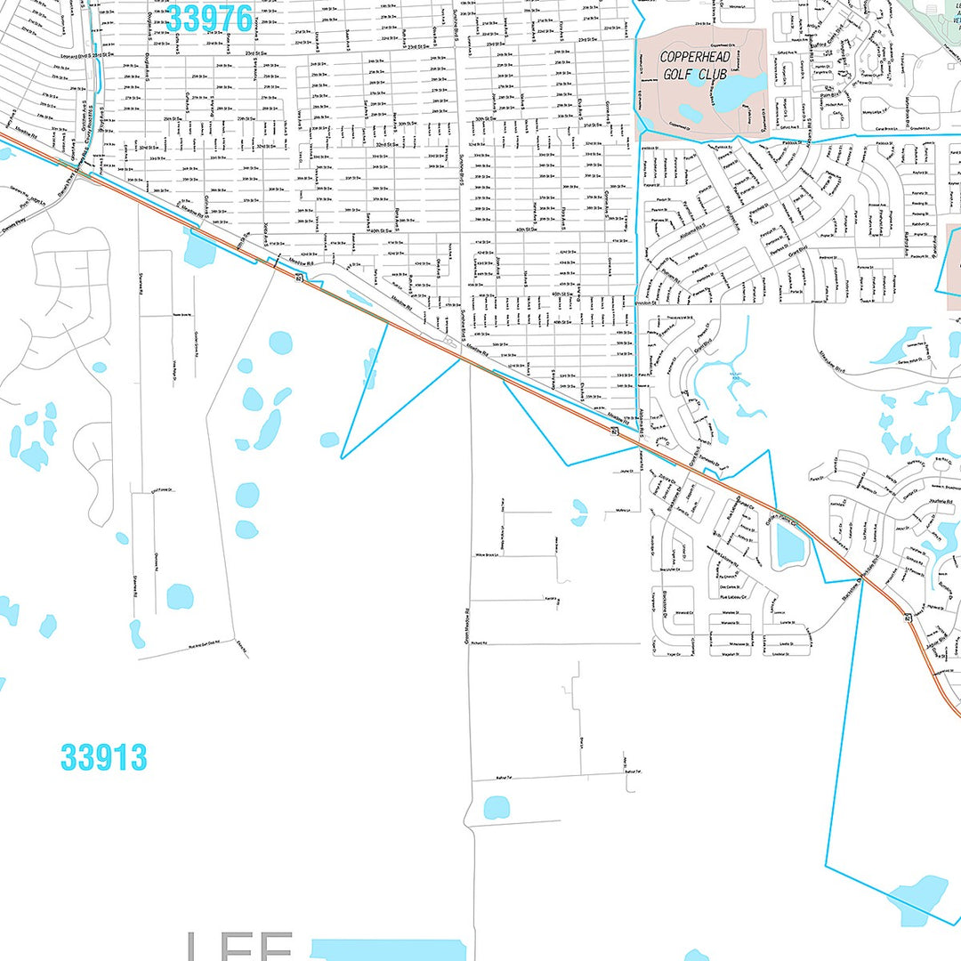 Premium Style Wall Map of Lehigh Acres, FL