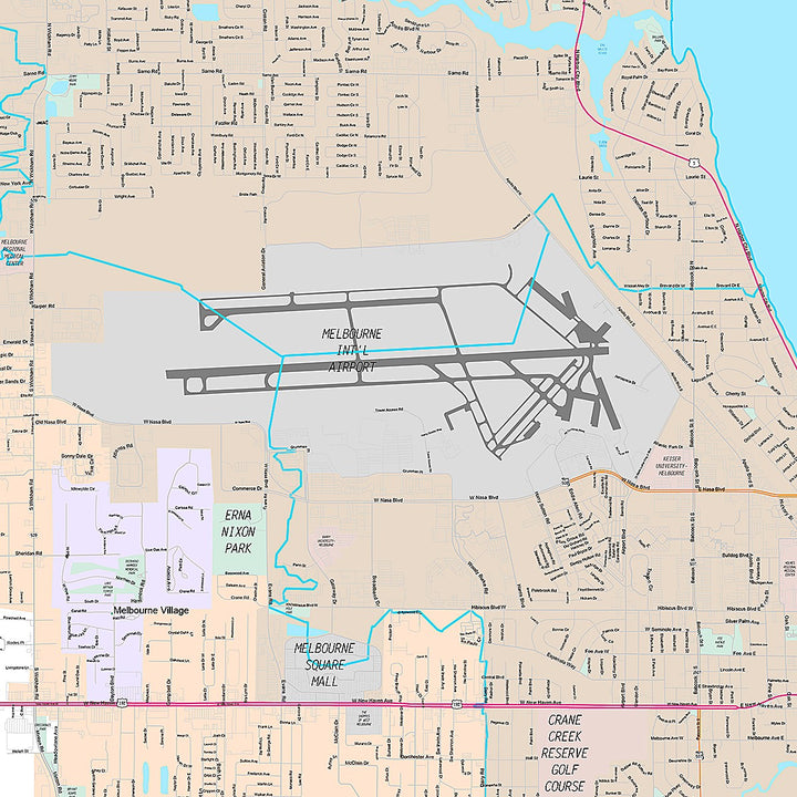 Premium Style Wall Map of Melbourne, FL